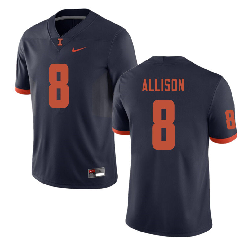 Men #8 Geronimo Allison Illinois Fighting Illini College Football Jerseys Sale-Navy